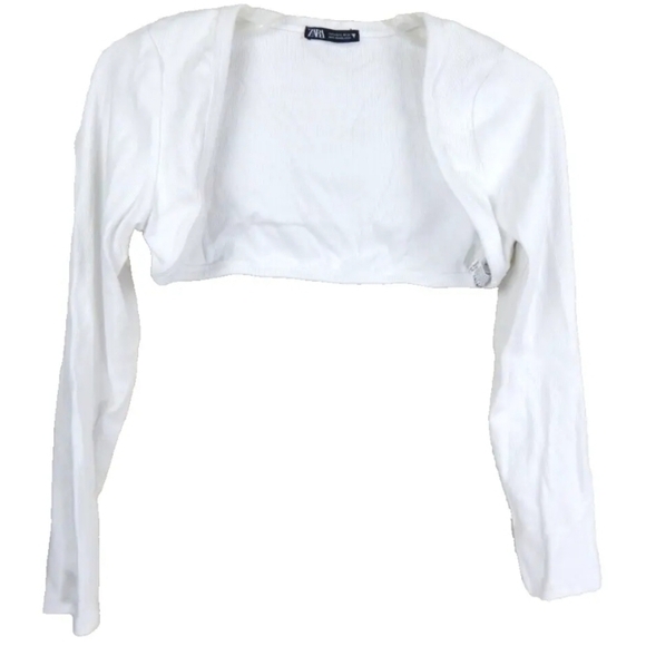 Zara White Rib Arm Warmer Shrug - Picture 1 of 3